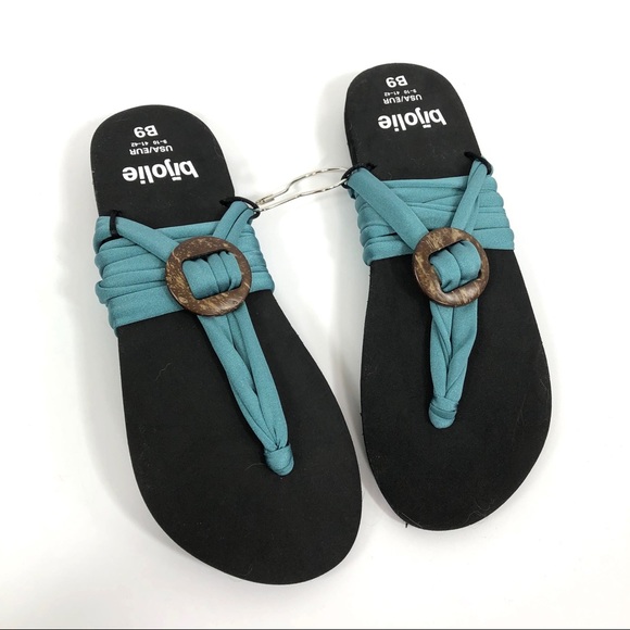Bijolie Shoes - Bijolie 3 Loop Teal Sandals New Size 9